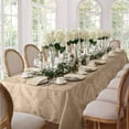 thumbnail image 2 of Newbridge Extra Wide Rectangle Fabric Tablecloth, 70 x 90 Inch, Barcelona Damask, No Iron Soil Resistant Dining Room Table Cloth, Golden Beige, 2 of 5