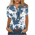 thumbnail image 1 of Mujer Verano Casual Manga Corta Camiseta Botón Cuello Redondo Jersey Blusa Tops OAVQHLG3B Store  lin121212, 1 of 5
