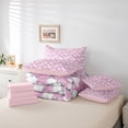 thumbnail image 6 of Homewish Romantic Rose 7 Pieces Bedding Comforter Set,Cute Cartoon Flower Full Bedding Set,Pink White Fitted Sheet Flat Sheet For Girl Teens,Ultra Soft Home Decor Reversible, 6 of 8