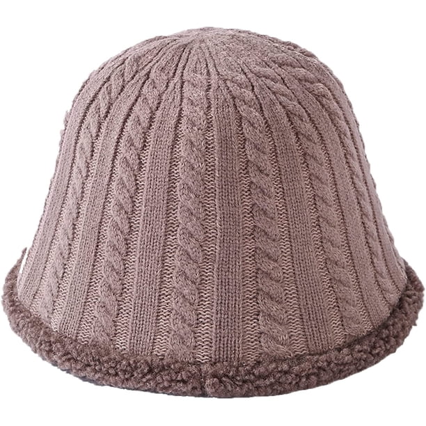 CoCopeaunts Thick Knitting Bucket Hat Hemp Flower Twist Reversible
