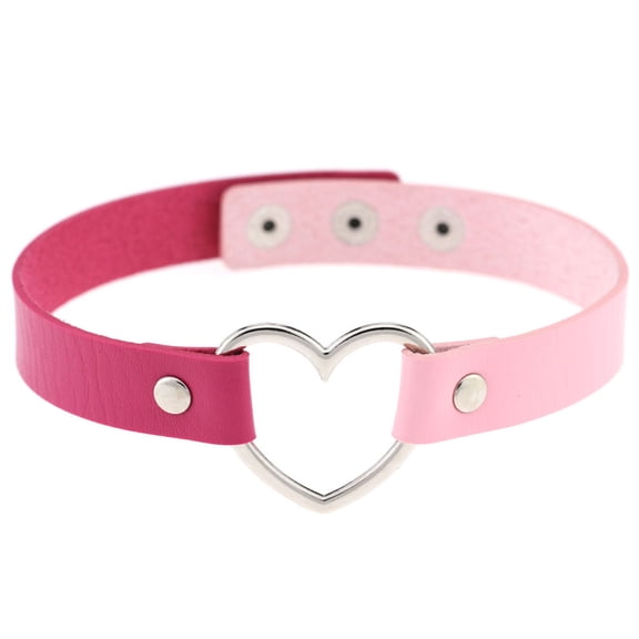 CILENON Punk Leather Neck Chain Collar Heart Love Jewelry Female Neck Clavicle Chain (D,One Size)