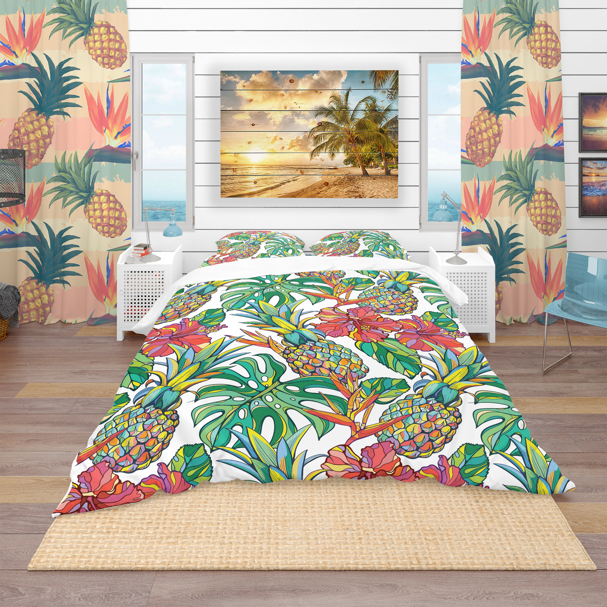 Designart 'Colorful Tropical Pattern' Tropical Duvet Cover Set