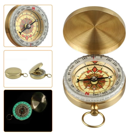 Golden Compass Watch for Directions & Sailing, Mini Compasses Brass Keychains Best Survival Watch Classic Pocket Compass, Military Kids Compass Navigation Tool Vintage for Hiking Camping Climbing