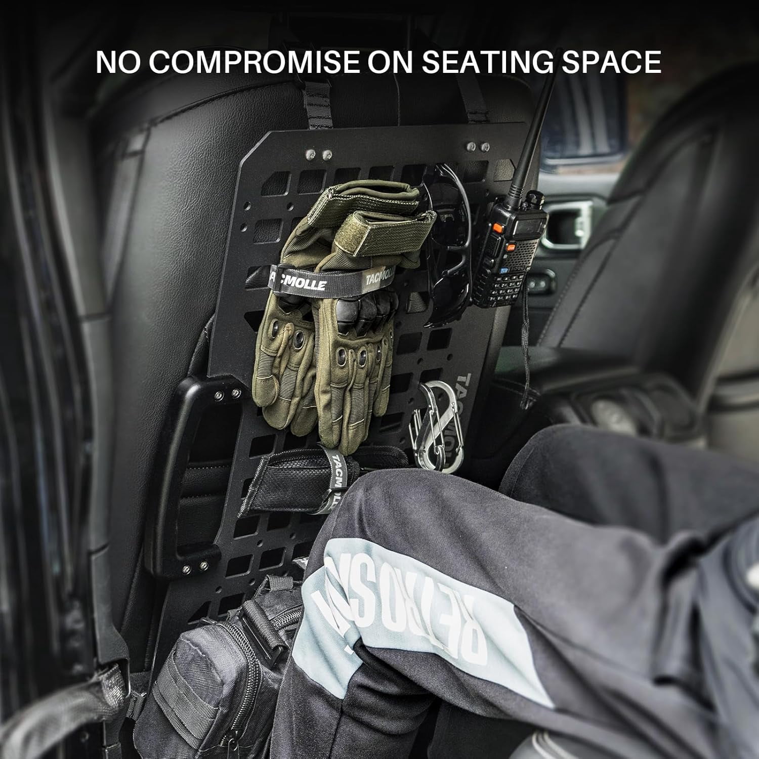 TACMOLLE Portable Rigid MOLLE Panel, Tactical Car Back Seat Organizer with Handle, Heavy Duty Car Storage Organizer for Modular Storage