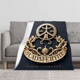 thumbnail image 2 of Elegant Golden Emblem Flannel Blanket - Soft Warm Cozy Design for Sofa Travel Bed Chair - Intricate Floral Motif, 2 of 7