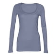 thumbnail image 3 of BRDFRL Long Sleeve Shirts for Women Scoop Neck Plain Tshirts Ribbed Knit Slim Fit Plus Size Tops Sexy Tunic Y2K Clothes Gray M, 3 of 4