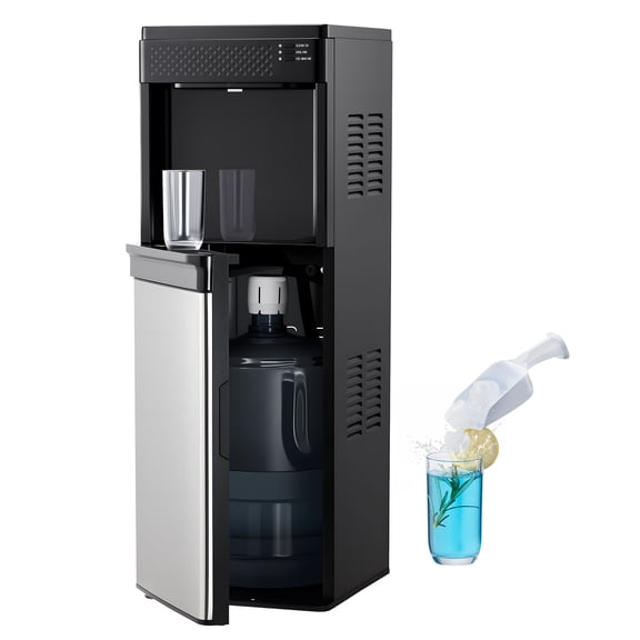 VEVOR Water Dispenser with Ice Maker, 3-in-1 Floor-Standing Water Dispenser, 33 LBS/24H, 9 Cubes/7 Min Fast Ice Making with 1.3 LBS Storage, Bullet Ice-Cubes & Cold-Water, for Home, Kitchen, Party