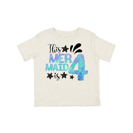 

Inktastic This Mermaid is 4 with Starfish and Scales Gift Toddler Boy or Toddler Girl T-Shirt
