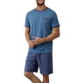 thumbnail image 4 of GENTS BLISS Men Pajamas Set Crewneck 2 Piece Set Short Sleeve Shirt with Color Block Pocket and Soft Shorts Loungewear, 4 of 11
