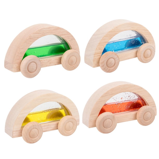 4x juguetes de agarre para bebés, juguete de coche de empuje, juego de desarrollo de juguetes de empuje para bebés de madera, juego de vehículos de