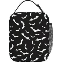 Halloween Cool Black Bat Goth Insulated Lunch Bag Portable Reusable Zipper Lunch Box For Men Women Work Picnic Travel Camping