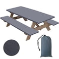 thumbnail image 2 of 3 Pcs Picnic Table Bench Cover Set,Stretch Polyester Fabric Waterproof Oilproof Tablecloth for Patio Porch Picnic Use,Washable Outdoor Furniture Protector with Storage Bag, 2 of 6