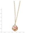 thumbnail image 2 of Collier en Porcelaine Dorée Rose & Cristal Rose 16 Pouces avec Rallonge 16 Pouces, 2 of 2