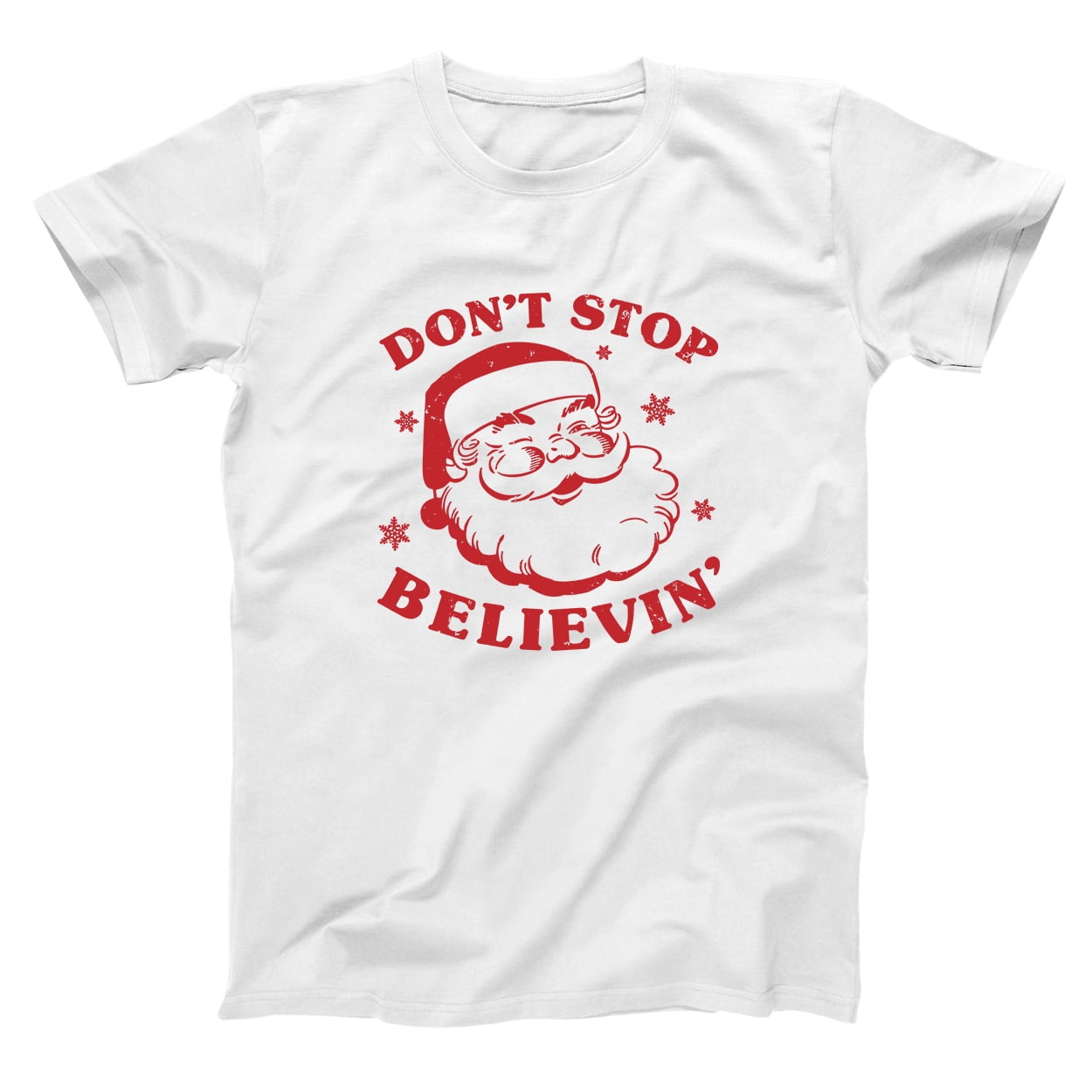Donkeytees - Don't Stop Believing Santa Medium White Basic Men's T...