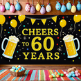 thumbnail image 5 of Glittery Gold Cheers to 60 Years Banner with Beer Mugs Balloons and Bunting Background Party Decorations for 60th Birthday Party Celebration Photography Props Event Decor, 5 of 7