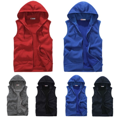 zipper sleeveless hoodie