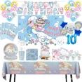 thumbnail image 2 of Cinnamoroll-decoración para fiesta de cumpleaños de niño y niña, suministros de vajilla, taza, mantel, número, globo, adorno para pastel, telón de fondo, 2 of 5