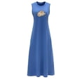 thumbnail image 1 of Vestido largo de verano para mujer, ropa transpirable, vestido con cuello redondo para citas de vacaciones XL, 1 of 7