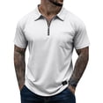 thumbnail image 2 of GrmtClth Polo Shirts for Men Summer Fashion Short Sleeve Golf Shirt Soft Quarter Zip Blouse Dressy Collared Clothing with Pocket Light Gray S, 2 of 6