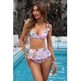 thumbnail image 2 of POGLIP Women's Floral Print Lace-up Ruffled Bikini Swimsuit, 2 of 6