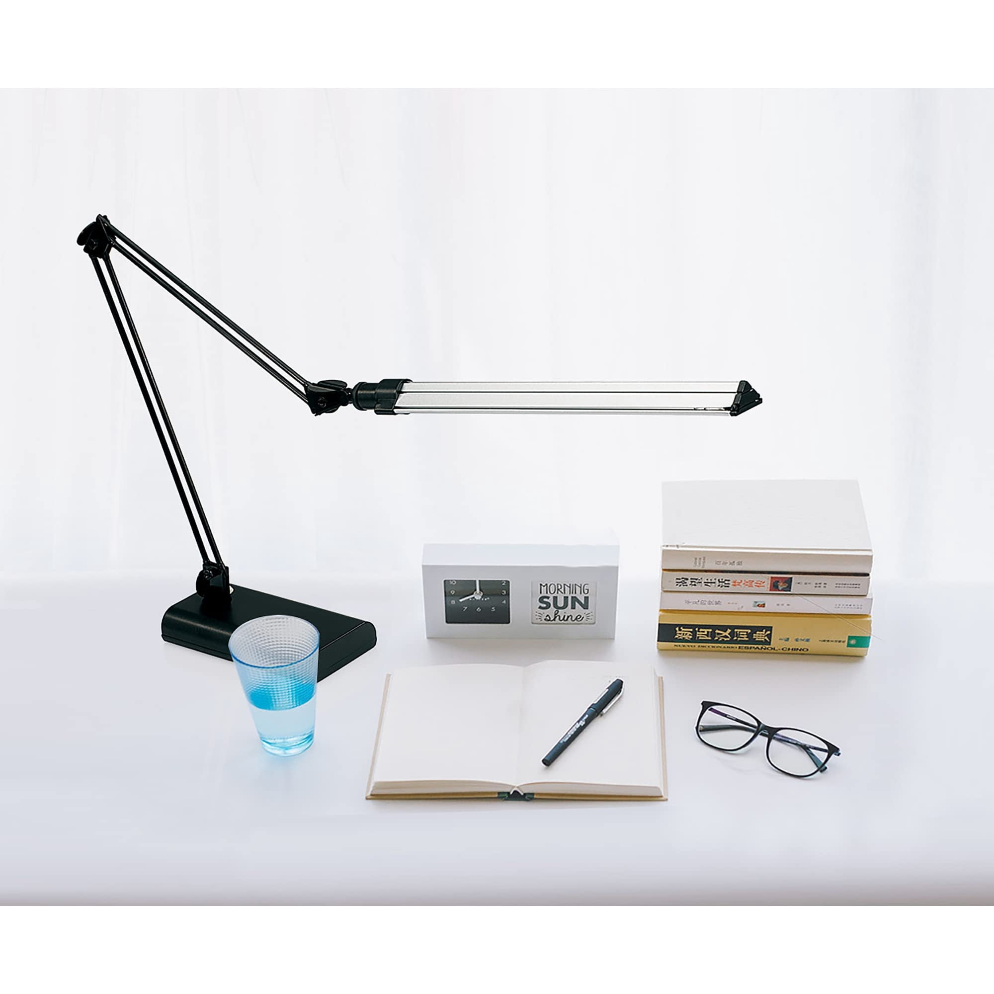 Realspace™ Architect Desk Lamp, Adjustable, 21-1/2"H, Black/Silver