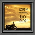 thumbnail image 4 of Classic Motorcycle Bikers "Screw Housework, Let's Ride!" Sunset with Picture Frame, 10x10 8570, 4 of 6