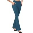 thumbnail image 2 of Odbmxy High Rise Womens Plus Yoga Pants Flare-Leg Pants for Women Slim Dressy Knit Blue Plain Long with Pockets Pants,XL, 2 of 4