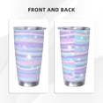 thumbnail image 3 of Picia Striped Gradient Pattern 20 oz Tumbler Stainless Steel Vacuum Insulated Coffee Ice Cup Double Wall Travel Flask Dual Lid Water Bottle, Eco-friendly Car Cup-Without Straw, 3 of 8