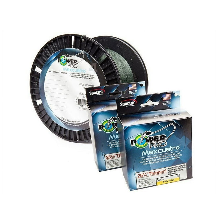 PowerPro Maxcuatro Braided Fishing Line, 50Lb 150Yd, Moss Green, Thinner, Spectra  HT Technology [33400500150E] - Walmart.com