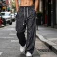 thumbnail image 2 of Kaemgyyd Big and Tall Men's Baggy Wide Leg Sweatpants Side Striped Pants with Drawstring Waist Trousers Streetwear Travel Clothes（Black,3X-Large）, 2 of 7