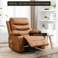 thumbnail image 5 of BouPower 360 Swivel Rocker Chair Small Rocking Recliner for Small Spaces, Upholstered Fabric Glider Nursery Chair with Side Pockets with Cup Holder, Massage and Heat Recliner for Adults, RV, Bedroom, 5 of 7