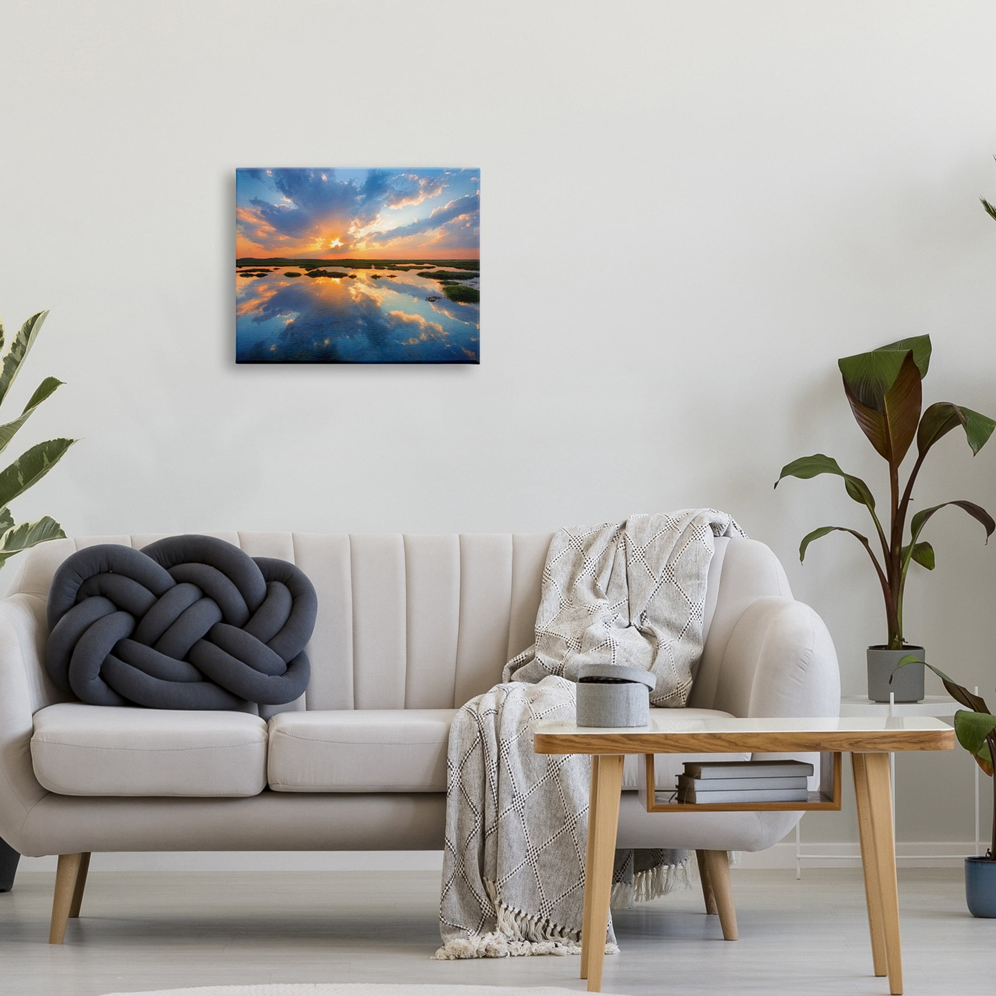 Stupell Industries Coastal Lagoon Pond Sublime Orange Blue Sunset Skies,30 x 24, Design by Patrick Zephyr