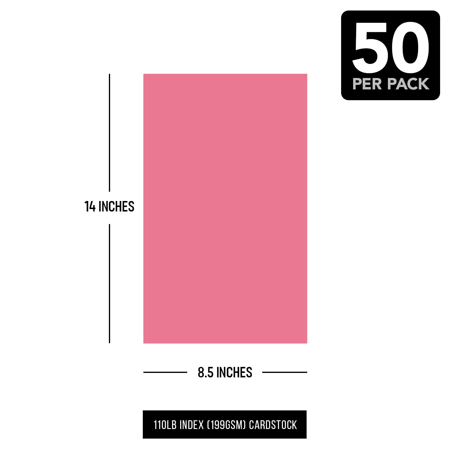 8.5 x 14" Cherry Pink Pastel Color Cardstock Paper – Great for Arts & Crafts, Wedding Invitations, Cards and Stationery Printing | Medium to Heavy Card Stock 110lb Index (199gsm) | 50 Sheets per Pack