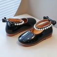 thumbnail image 4 of Girls' Pearl Bow Princess Shoes, Non-Slip Soft Sole Mary Janes, Perfect for Parties, Weddings, and Daily Outings Black 2.5-3 Years, 4 of 8