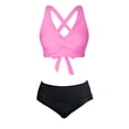 thumbnail image 6 of PWPSG Crisscross Twist Solid High Waisted Two Piece Swimsuit Butt Lifting Contouring for Daily Swimming Pink S, 6 of 6