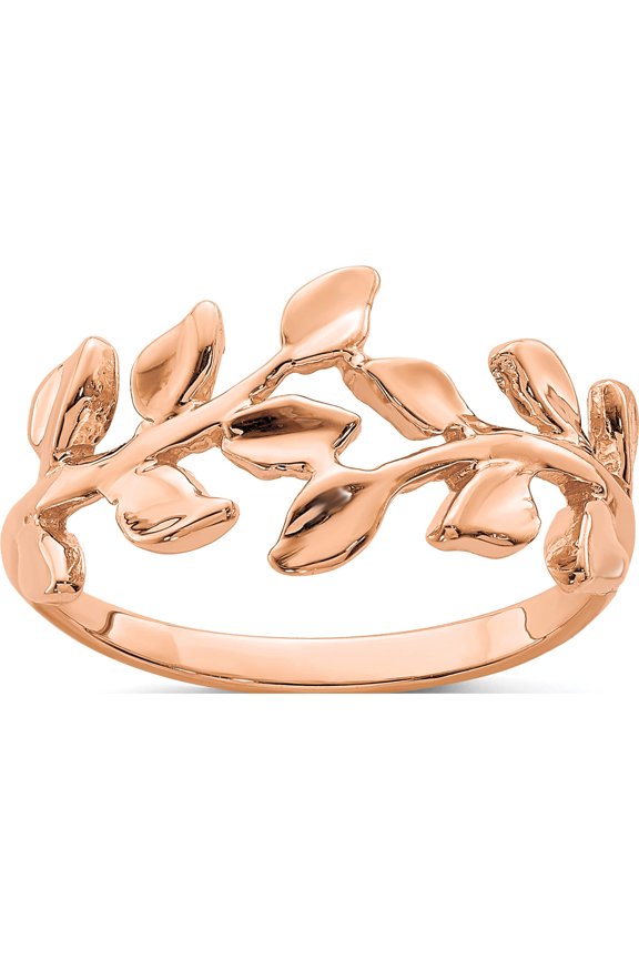 14K Rose Gold Polished Leaf Ring (Size 7) Made In United States d4710