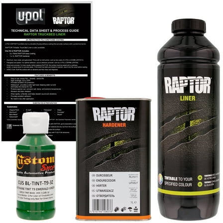Raptor Emerald Green Urethane Spray-On Truck Bed Liner Texture Coating, 1 Liter