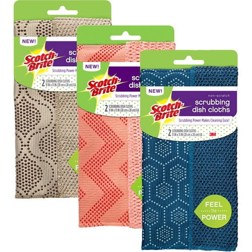 ScotchBrite NonScratch Scrubbing Dish Cloths, Assorted Color, 2 ct
