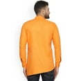 thumbnail image 5 of eloria Indian Traditional Orange Thread Work Solid Cotton Blend Kurta For Men's, 5 of 7