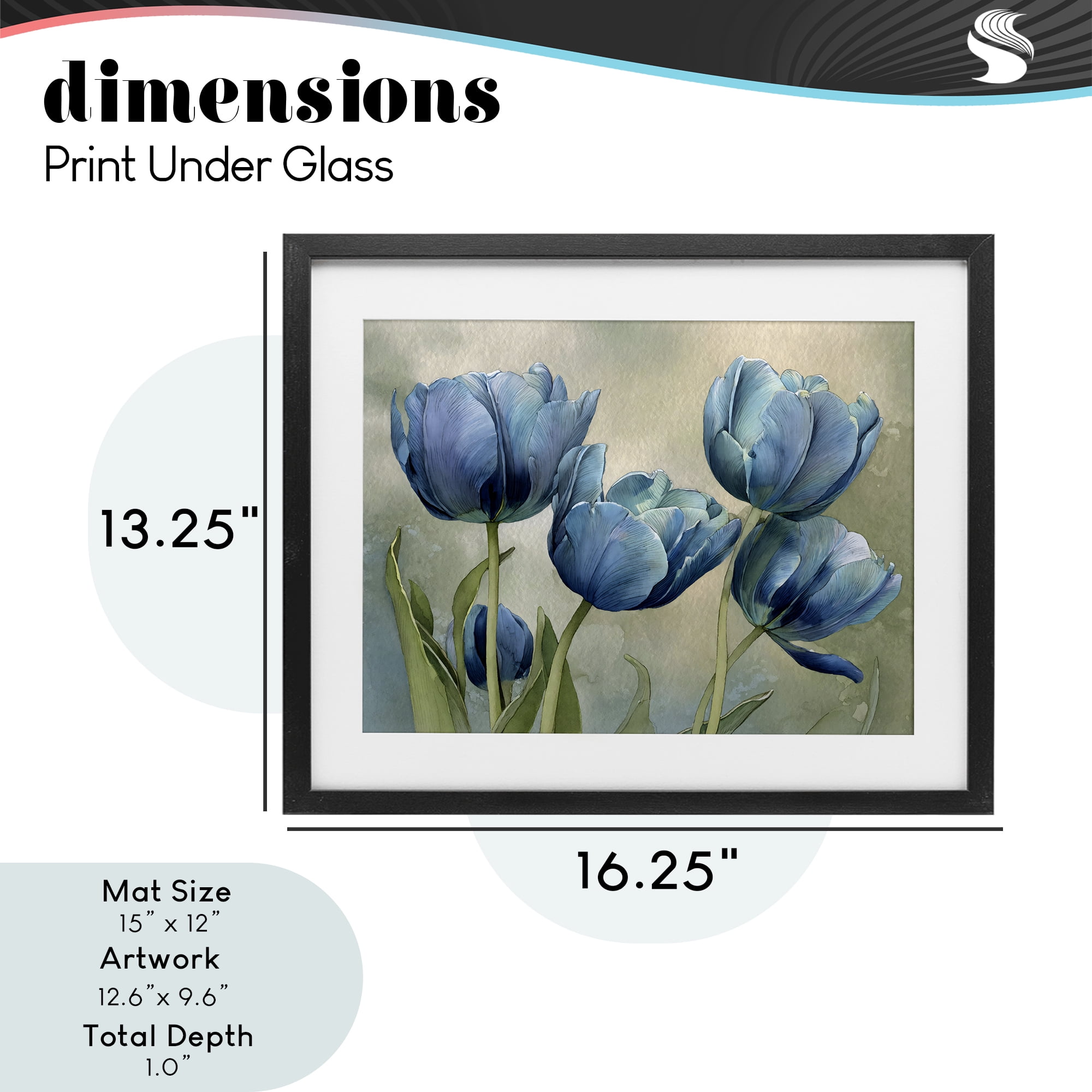 Stupell Industries Drawn Blue Tulip Flowers Black Framed Print Under Glass, design by Franklyn Gregory