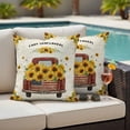 thumbnail image 4 of Farm Sunflowers Outdoor Pillow Covers Pack of 2 Summer Yellow Floral Leaves Red Truck Beige Waterproof Throw Pillow Covers Decorative Cushion Cases for Patio Garden Tent Balcony Couch 24x24 inch, 4 of 9