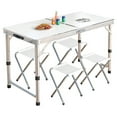thumbnail image 1 of axGear Portable Camping Table Folding Picnic Desk Chair Aluminum Outdoor Dining Stools, 1 of 8