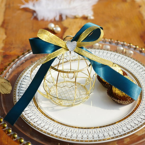 Hollow Bird Cage Wedding Party Gift Box Container Tinplate Candy