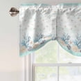 thumbnail image 4 of Tie Up Valance for Windows Teal Starfish Curtains Valances Rod Pocket Valance Window Treatments Coral Shell Marine Life Balloon Curtains for Kitchen Living Room Bedroom Bathroom Decor 42x12 Inch, 4 of 9