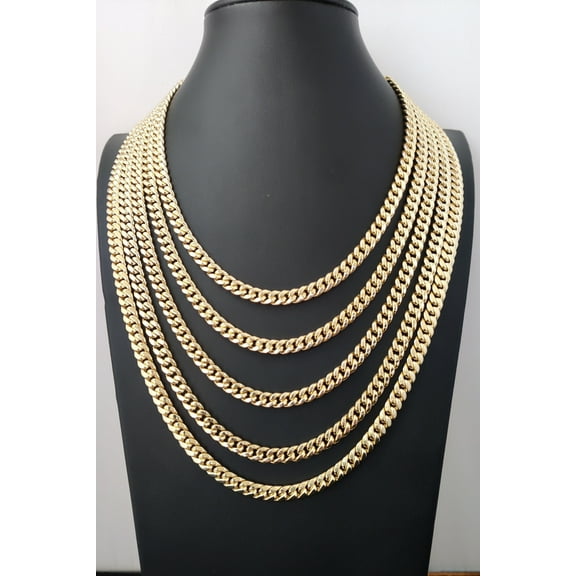 10k Real Gold Miami Cuban Link Chain Necklace and Bracelet  6.7mm Real 10K Yellow Gold, Man Gold Chain,Ladies Gold Chain, 10k Gold Chain (Width:6.7mm; Necklace length:8;)