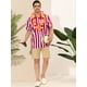 thumbnail image 3 of INSPIRE CHIC Camisa a rayas para hombre, manga corta, color block, con botones, playera de playa rojo XL, 3 of 6