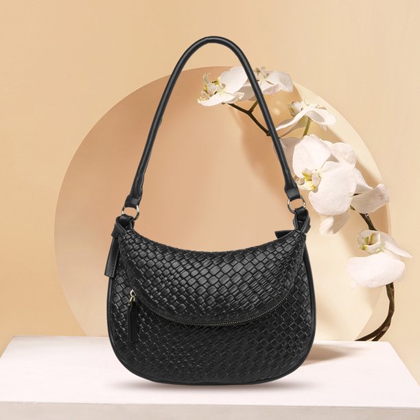 Bolso Mujer Tejido Tote Axila Hombro Satchel Hobo Otoño Invierno Monedero Negro