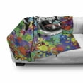 thumbnail image 3 of Psychedelic Soft Flannel Fleece Throw Blanket, Roaring Leopard in Watercolors with Brush Stroke Effects Animal Picture, Cozy Plush for Indoor and Outdoor Use, 70" x 90", Multicolor, by Ambesonne, 3 of 6
