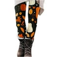 thumbnail image 2 of Alkepwun 3D Print Halloween Leggings Women Stretch Halloween Pumpkin Ghost Bat Spider Web Print Skinny Pants Soft Brushed Ankle Length Tights, 2 of 7