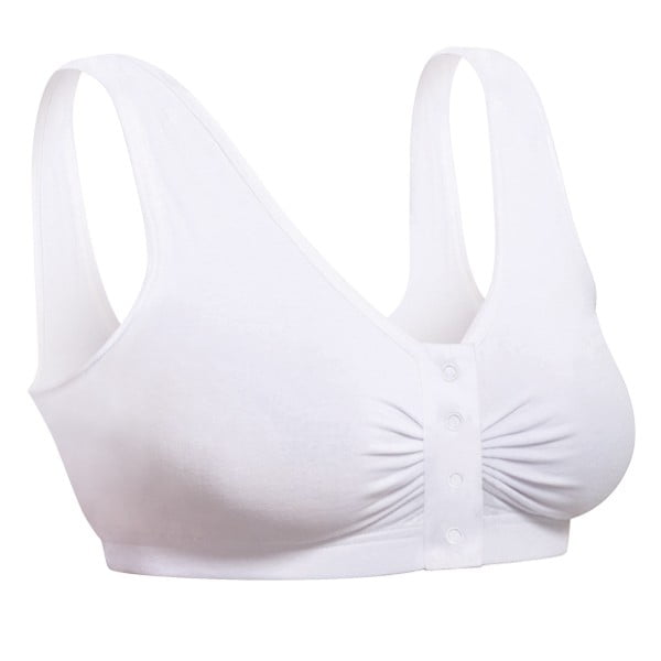 Snap Front Seamless Bra with Ultra-Wide Straps, White, Medium - Walmart.com